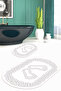 Digital Non-Slip Base Washable Footprint Pattern Oval Bathroom Mat Set of 2 Toilet Mats - 3
