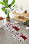 Printed Non-Slip Base Washable Cat Pattern Oval Bath Mat Set of 2 Toilet Seat Covers - 7