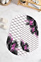 Digital Non-Slip Base Washable Flower Pattern Oval Bath Mat Set of 2 Toilet Seat Covers - 2