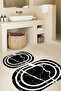 Printed Non-Slip Base Washable Marble Pattern Oval Bath Mat Set of 2 Toilet Mats