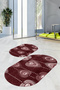 Digital Non-Slip Base Washable Oval Bath Mat Set of 2 Toilet Seat Covers - 6