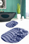 Digital Printed 3D Non-Slip Base Washable Oval Bath Mat Set of 2 Toilet Seats - 8