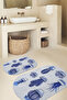 Printed Non-Slip Base Washable Cactus Pattern Oval Bath Mat Set of 2 Toilet Seat Covers - 7
