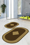 Printed Non-Slip Base Washable Framed Oval Bath Mat Set of 2 Toilet Mats - 4