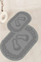 Digital Non-Slip Base Washable Footprint Pattern Oval Bathroom Mat Set of 2 Toilet Mats - 8