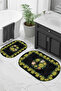 Digital Printed Non-Slip Base Washable Oval Bath Mat Set of 2 Toilet Seat Covers - 8