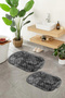 Digital Printed Non-Slip Base Washable Oval Bath Mat Set of 2 Toilet Seat Covers - 5