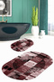 Digital Printed Non-Slip Base Washable Oval Bath Mat Set of 2 Toilet Seat Covers - 4