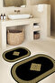 Printed Non-Slip Base Washable Framed Oval Bath Mat Set of 2 Toilet Mats