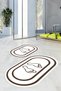 Non-Slip Base Washable Footprint Pattern Oval Bathroom Mat Set of 2 Toilet Mats - 4
