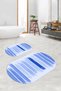 Digital Printed Non-Slip Base Washable Oval Bath Mat Set of 2 Toilet Seat Covers - 8