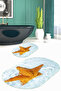 3D Printed Non-Slip Base Washable Oval Bath Mat Set of 2 Toilet Seat Covers - 2