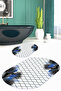 Digital Non-Slip Base Washable Flower Pattern Oval Bath Mat Set of 2 Toilet Seat Covers - 6