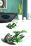 Printed Non-Slip Base Washable Cactus Pattern Oval Bath Mat Set of 2 Toilet Seat Covers