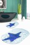 3D Printed Non-Slip Base Washable Oval Bath Mat Set of 2 Toilet Seat Covers - 3