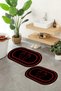 Non-Slip Base Washable Footprint Pattern Oval Bathroom Mat Set of 2 Toilet Mats - 2