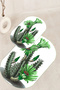 Printed Non-Slip Base Washable Cactus Pattern Oval Bath Mat Set of 2 Toilet Seat Covers - 6