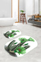 Printed Non-Slip Base Washable Cactus Pattern Oval Bath Mat Set of 2 Toilet Seat Covers - 3
