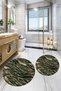 Digital Non-Slip Base Washable Round Bathroom Mat Set of 2 Toilet Seat Covers