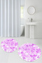 Digital Printed 3D Washable Round Bath Mat Set of 2 Toilet Seat Covers - 4