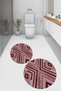 Printed Non-Slip Base Washable Round Bath Mat Set of 2 Toilet Seat Covers - 5