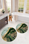 Non-Slip Base Washable Marble Pattern Round Bathroom Mat Set of 2 Toilet Mats - 3