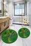 Digital Non-Slip Base Washable Floral Round Bathroom Mat Set of 2 Toilet Seat Covers - 3