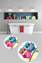 Printed Washable Owl Pattern Round Bath Mat Set of 2 Toilet Seat Covers - 8