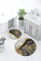 Non-Slip Base Washable Marble Pattern Round Bathroom Mat Set of 2 Toilet Mats - 2