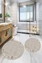 Printed Non-Slip Base Washable Round Bath Mat Set of 2 Toilet Seat Covers - 8