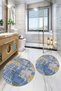 Printed Non-Slip Base Washable Round Bath Mat Set of 2 Toilet Seat Covers - 9