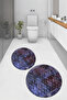 Digital Printed Base Washable Round Bath Mat Set of 2 Toilet Seat Covers - 4