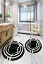Non-Slip Base Washable Marble Pattern Round Bathroom Mat Set of 2 Toilet Mats - 7