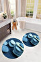 Digital Printed 3D Washable Round Bath Mat Set of 2 Toilet Seat Covers - 8