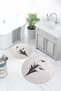 Printed Washable Flower Pattern Round Bath Mat Set of 2 Toilet Seat Covers