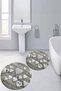 Digital Printed 3D Washable Round Bath Mat Set of 2 Toilet Seat Covers - 3