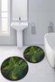 Digital Non-Slip Base Washable Floral Round Bathroom Mat Set of 2 Toilet Seat Covers