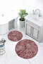 Printed Non-Slip Base Washable Round Bath Mat Set of 2 Toilet Seat Covers - 5
