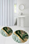 Non-Slip Base Washable Marble Pattern Round Bathroom Mat Set of 2 Toilet Mats - 6