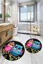 Printed Washable Owl Pattern Round Bath Mat Set of 2 Toilet Seat Covers - 4