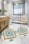 Printed Non-Slip Base Washable Round Bath Mat Set of 2 Toilet Seat Covers - 6
