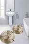 Printed Washable Flower Pattern Round Bath Mat Set of 2 Toilet Seat Covers - 3