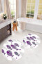 Printed Non-Slip Base Washable Fish Pattern Round Bath Mat Set of 2 Toilet Seat Covers - 2