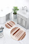 Printed Non-Slip Base Washable Round Bath Mat Set of 2 Toilet Seat Covers - 6