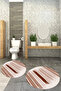 Printed Non-Slip Base Washable Round Bath Mat Set of 2 Toilet Seat Covers - 3