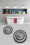 Non-Slip Base Washable Footprint Pattern Round Bathroom Mat Set of 2 Toilet Mats - 3