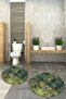 Digital Printed Base Washable Round Bath Mat Set of 2 Toilet Seat Covers - 3