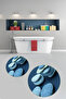 Digital Printed 3D Washable Round Bath Mat Set of 2 Toilet Seat Covers - 6