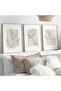 Uv Print with Natural Wood Frame Set of 3 Abstract Floral Pattern Paintings – Modern & Stylish Wall Decor
