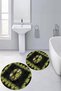 Printed Non-Slip Base Washable Round Bath Mat Set of 2 Toilet Seat Covers - 7